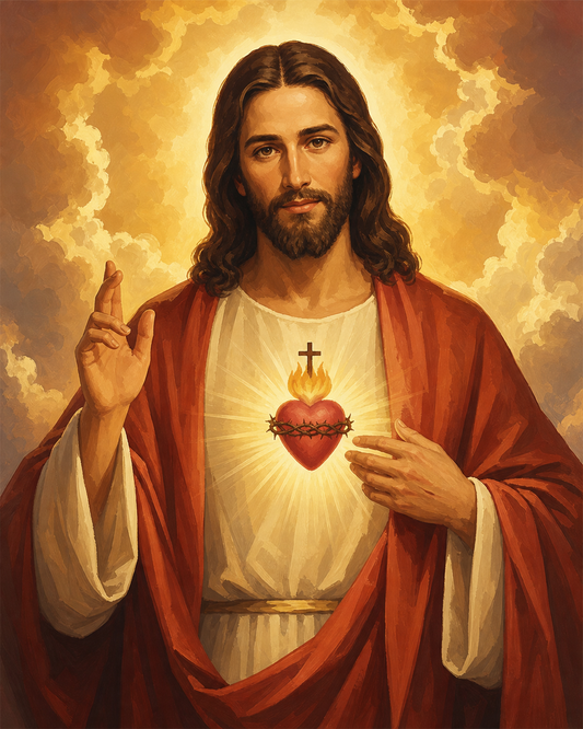 Sagrado Corazón — diseño del lienzo para pintar por números