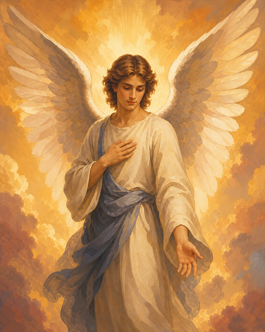 Ángel guardián — diseño del lienzo para pintar por números