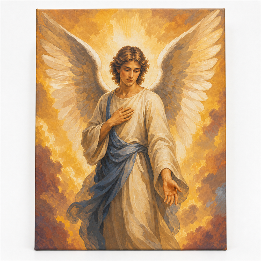Ángel guardián — lienzo terminado