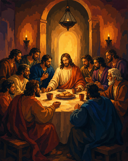 Última cena — diseño del lienzo para pintar por números