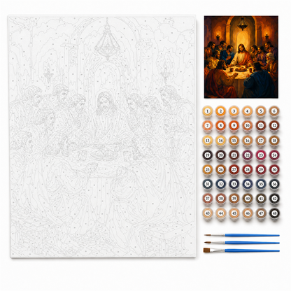 Última cena — kit con lienzo numerado, pinturas y pinceles