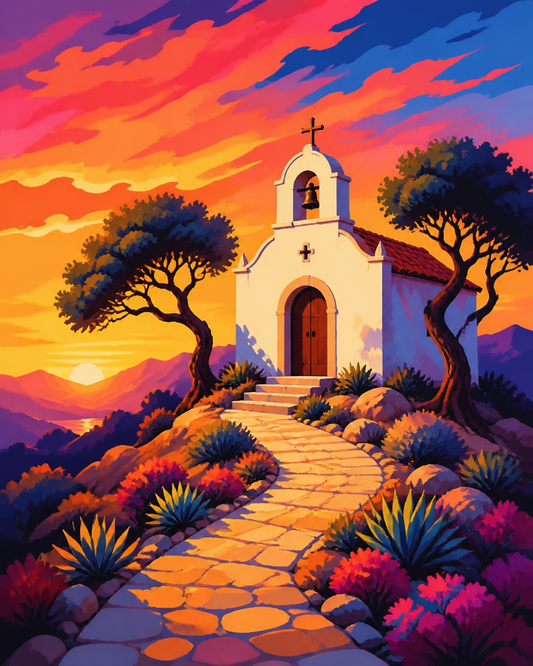 Capilla del cerro — diseño del lienzo para pintar por números